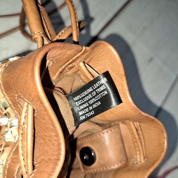 Handcrafted in India Genuine Leather Bucket Bag Purse - Picture 8 of 9